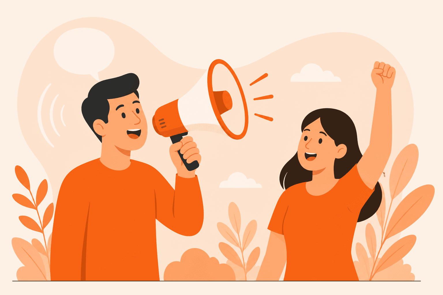 Illustration of two people speaking up about their consumer experience